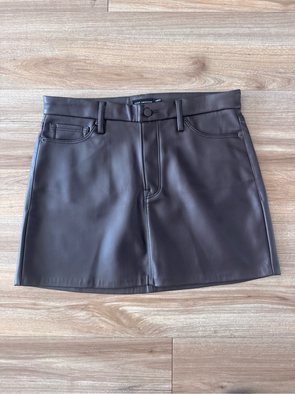 Good American Faux Leather Mini Skirt